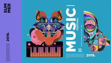 Summer Colorful Art and Music Festival Banner and Cover Template for Event, Magazine, and Web Banner.