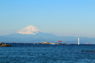 森戸神社から見る富士山