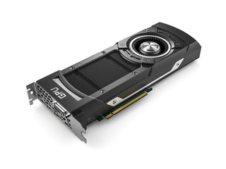 Obraz premium Modern graphic card GPU isolated on white background 3d