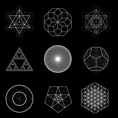 Sacred geometry vector design elements. Alchemy, religion, philosophy, spirituality, hipster symbols. - 258699165