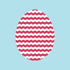 Easter egg with waves pattern isolated on blue background. Festive vector icon.