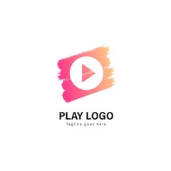 Media play logo template design. Media play logo with modern frame vector design