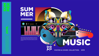Summer Colorful Art and Music Festival Banner and Cover Template for Event, Magazine, and Web Banner.
