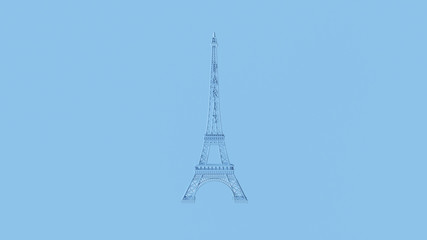 Fototapeta na wymiar Pale Blue Eiffel tower 3d illustration 3d render