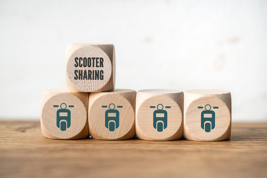 Scooter-Sharing Symbole auf Würfel