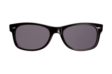 Stylish unisex sunglasses on a white background.	Front view.
