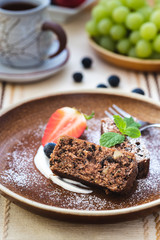 Homemade sweets on brown plate