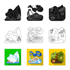 Vector illustration of weather and distress symbol. Set of weather and crash stock symbol for web.