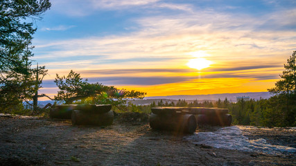 Østmarka widok na Oslo Norway Norge Norwegia landscape krajobraz utsikt - obrazy, fototapety, plakaty