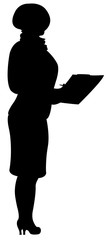 woman taking note, writing, silhouette vector