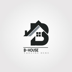 House icon template with B letter, home creative vector logo design, architecture,building and construction, illustration element