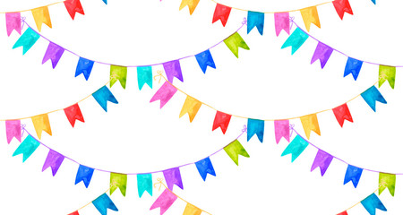 Obraz premium Colorful watercolor garland pattern Holiday background
