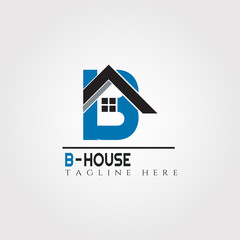 House icon template with B letter, home creative vector logo design, architecture,building and construction, illustration element