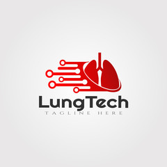 Lung technology vector logo design,healthcare and medical icon