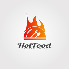 Hot and spicy food vector logo design, restaurant food icon