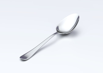 Silver spoon isolated on white with clipping path. 3d render