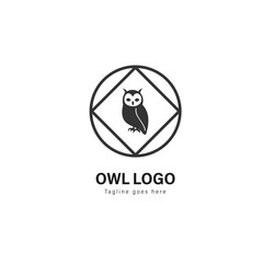 Owl logo template design. Owl logo with modern frame vector design