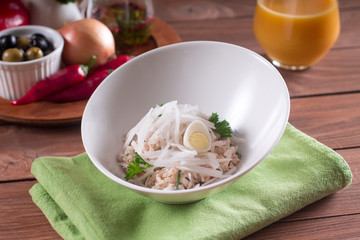 Japanese salad with radish and coriander