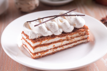 Dessert millefeuille with vanilla cream