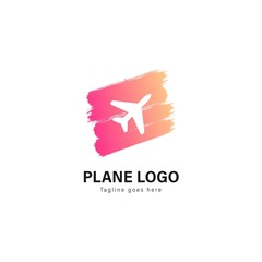 Plane logo template design. Plane logo with modern frame vector design