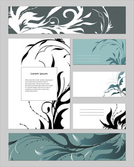 Templates with abstract elements for branding and identity. A set of text frames and business cards. For modern design, ads, posters, advertising