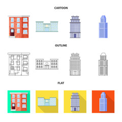 Vector illustration of municipal and center sign. Collection of municipal and estate   vector icon for stock.