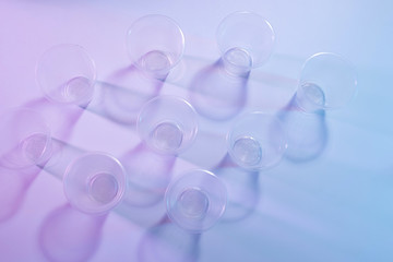 Waste plastic cups many, garbage plastic, plastic glass dirty, plastic waste trash pollution