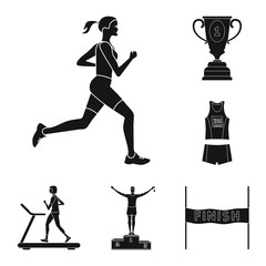Isolated object of health  and fitness  icon. Collection of health  and sprint stock vector illustration.