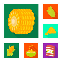 Isolated object of cornfield and vegetable icon. Collection of cornfield and vegetarian vector icon for stock.
