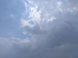White soft cloud texture on blue sky background