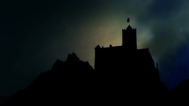 Dracula Castle of Vlad the Impaler Under Storm