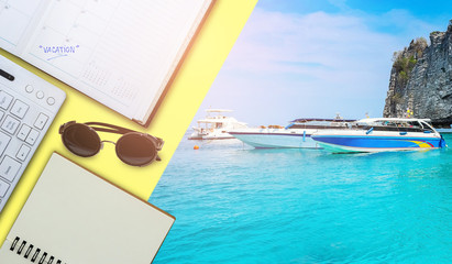 Obraz premium After working. people plan to go on the beach on vacation and cruises.