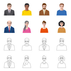 Vector illustration of hairstyle and profession  sign. Collection of hairstyle and character  vector icon for stock.