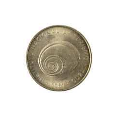 5 cuban intur centavo coin (1981) obverse isolated on white background