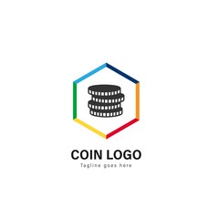 Coin logo template design. Coin logo with modern frame vector design