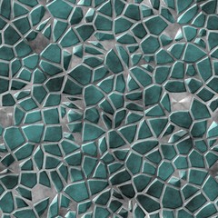 surface floor marble mosaic pattern seamless background with gray concrete grout - blue green teal color