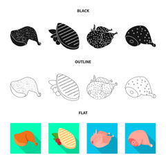 Vector design of product and poultry sign. Set of product and agriculture    stock symbol for web.