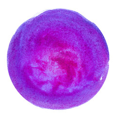 watercolor circle with texture, round element for design. blue magenta