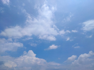 White soft cloud texture on blue sky background