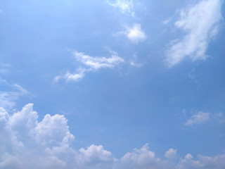 White soft cloud texture on blue sky background