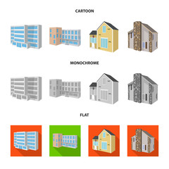 Vector illustration of facade and housing symbol. Set of facade and infrastructure stock symbol for web.