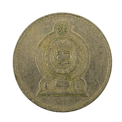 2 sri lankan rupee coin (1984) reverse isolated on white background