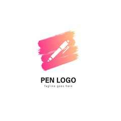 Pen logo template design. Pen logo with modern frame vector design