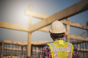 engineer working on building site..