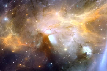 Leuchtender Weltraumnebel und Sterne im Weltraum © Peter Jurik