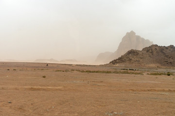 Wadi Rum, Jordanian desert landscape.