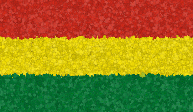 Graphic illustration of Bolivian flag with a flower pattern
