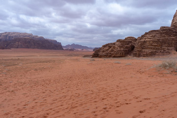 Wadi Rum, Jordanian desert landscape.