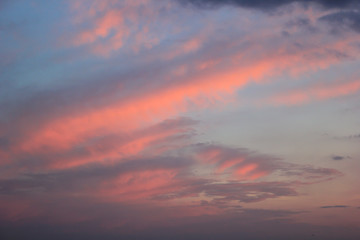 sunset with multicolored clouds
