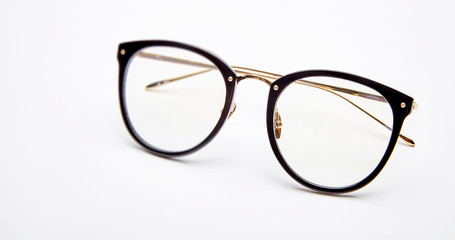 Fototapeta premium Leopard lace glasses on white